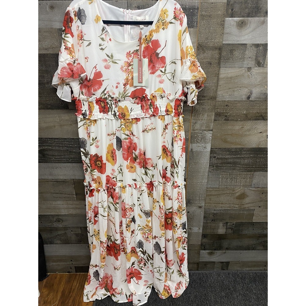 Jessakae Short Sleeve Maxi Floral Dress, 3XL Gorgeous New